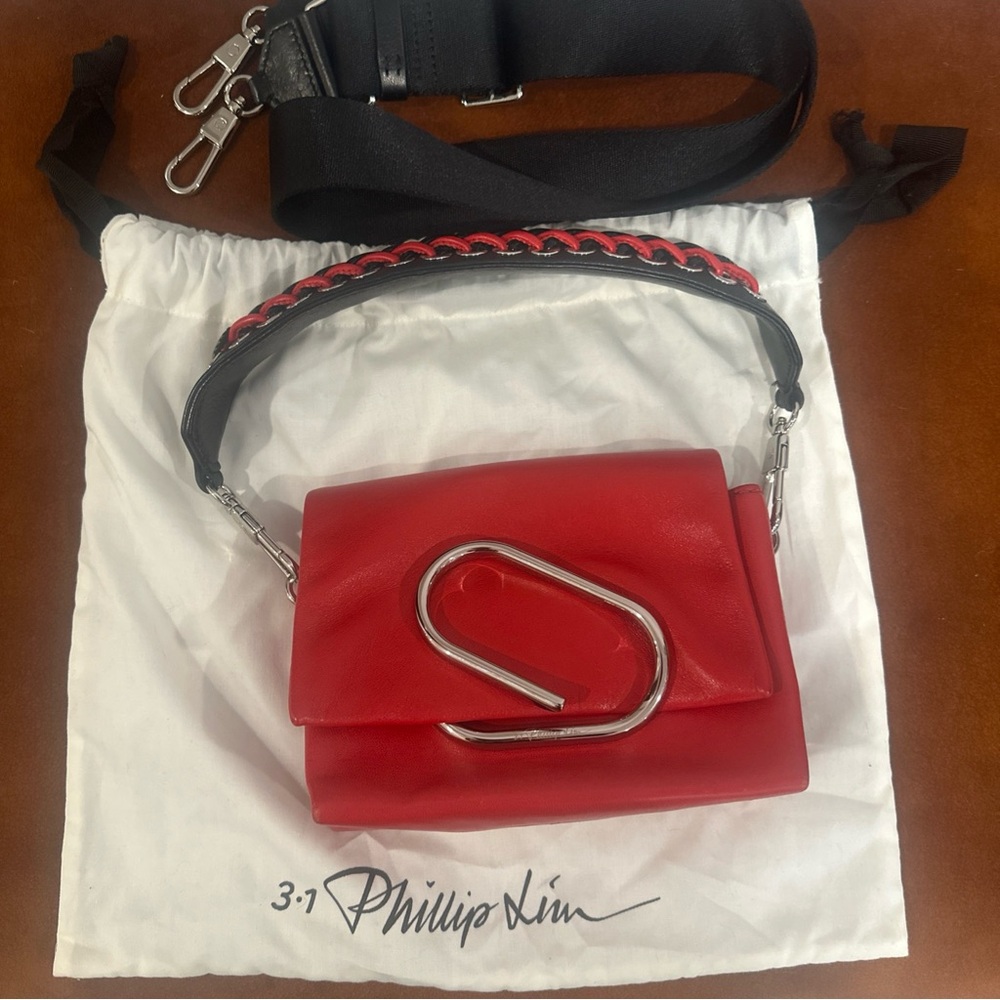 3.1 Philip Lim Small Paper clip Shoulder Bag Red W Both Straps